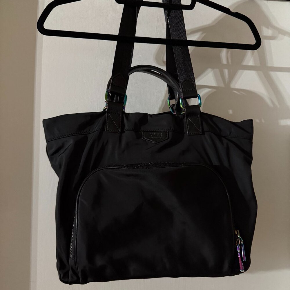 Aimee Kestenberg Black Nylon Tote | Iridescent Hardware | Lightweight Travel Wor